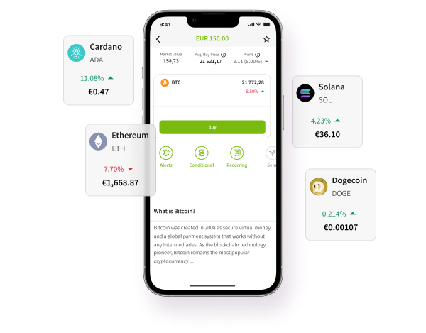 explanation and statistics for cryptocurrency on the Neteller mobile app