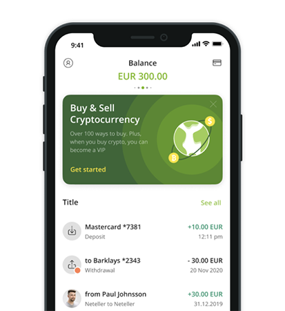 money balance page on Neteller mobile app