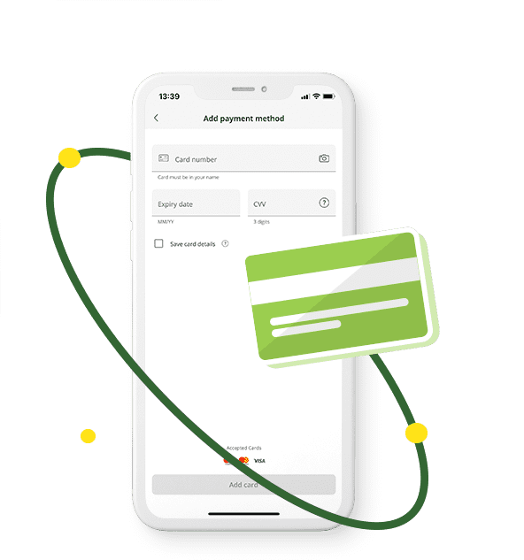 Dodaj środki z karty kredytowej lub debetowej